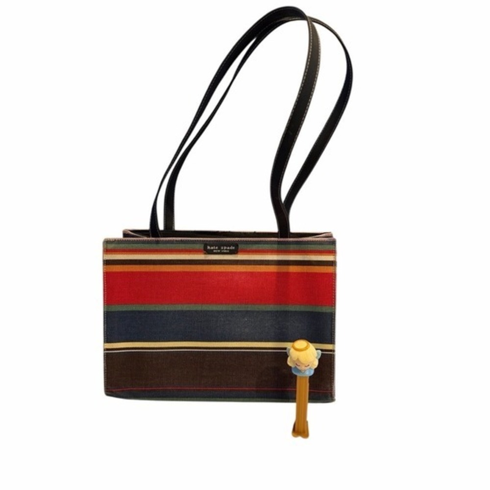 Kate Spade New York Multicolor‎ Striped Canvas Tote Bag Snap Closure